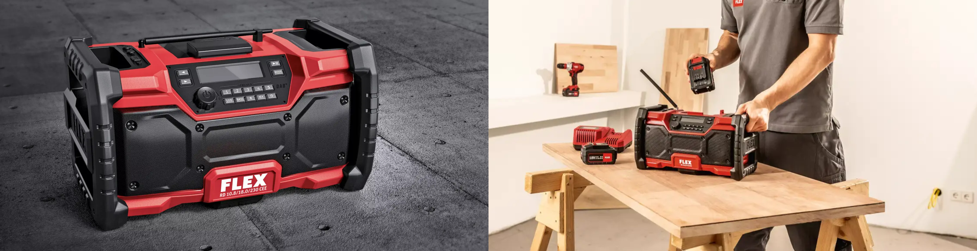 484-857 - RD 10.8/18.0/ 230 CEE Radio de cantiere :: Radio de cantiere a batteria :: 18V :: Macchine a batteria :: Macchine FLEX